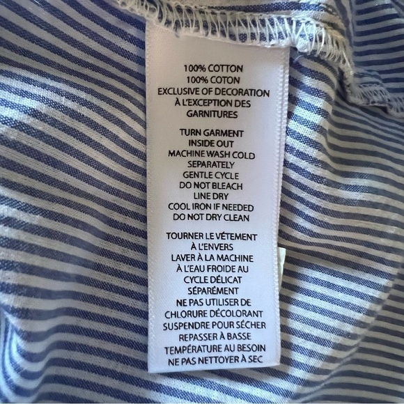 beachlunchlounge Women’s Top Sz Small Blue/White Stripe Boho Ruffle Sleeve - Picture 11 of 11